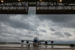 Prvý Airbus A380 spoločnosti Global Airlines pristál v Drážďanoch (c)elbeflugzeugwerke.com