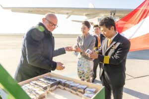 Inauguračný let Hainan Airlines na linke Chengdu - Viedeň (c)viennaairport.com